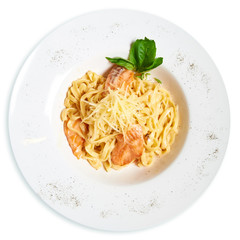 Plate of pasta with Salmon.