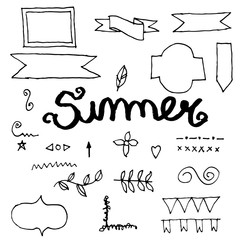 Doodle summer banner.illustration vector