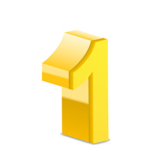 3d shiny yellow number 1