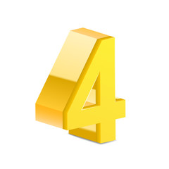 3d shiny yellow number 4