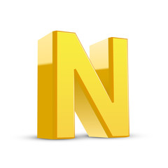 3d yellow letter N