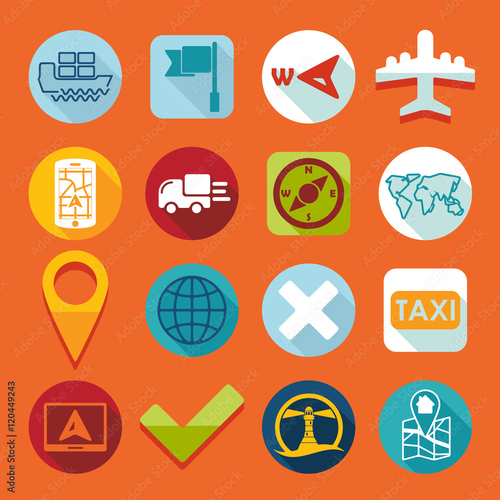 Poster Set of navigation icons