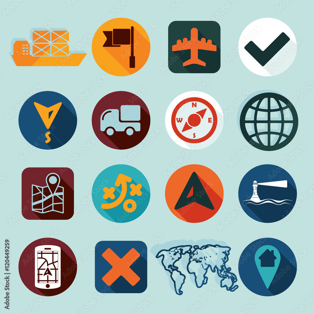 Poster set of navigation icons