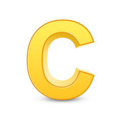3d yellow letter C