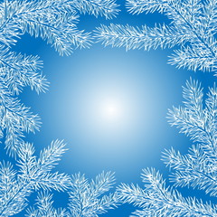 Fototapeta na wymiar Winter background of fir branches. Christmas vector background with fir tree branches frame