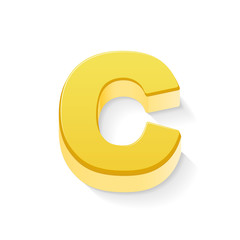 3d yellow letter C