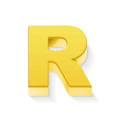 3d yellow letter R