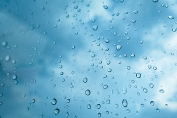 rain and water drops background, selective focus