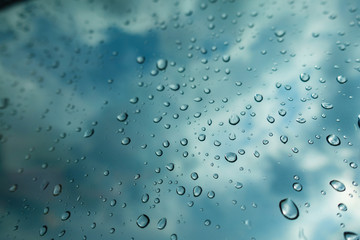 rain and water drops background, selective focus