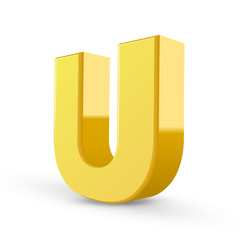 3d yellow letter U