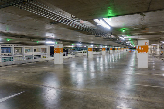 Empty car parking with green light notified, can use as backgrou