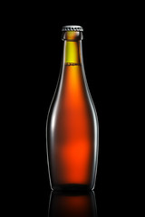 Bottle of beer or cider with clipping path isolated on black gradient background