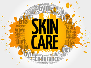 Skin care word cloud collage, health concept background