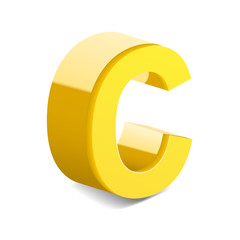 3d yellow letter C