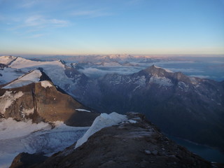 sunrise at the Wiesbachhorn mountain in austrian alps