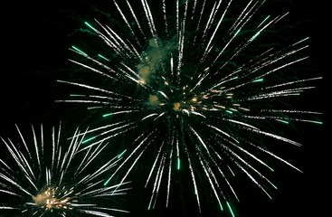 Obraz premium show with big colorful fireworks in the dark night