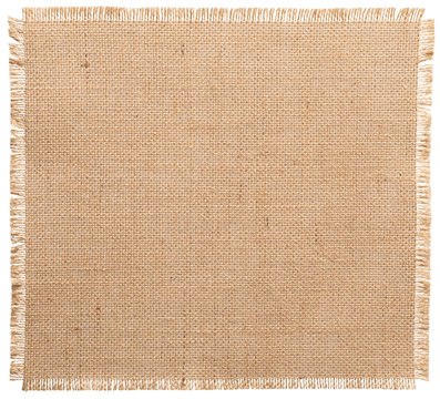 Fototapeta Burlap Fabric Torn Edges, Sack Cloth Pattern White Isolated