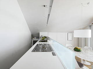 interior view of modern kitchen in the penthouse
