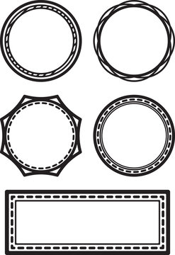 Set of five solid vector templates for rubber stamps
