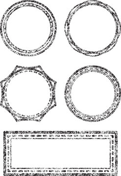 Set of five grunge vector templates for rubber stamps