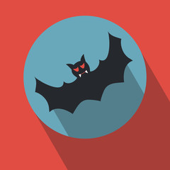 Bat. Icon. Round. Halloween. Celebration. Black bird. For your design
