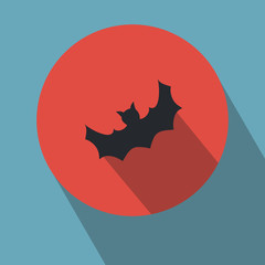 Bat. Icon. Round. Halloween. Celebration. Black bird. For your design