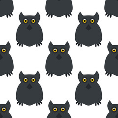 Owl. Seamless pattern. Halloween. All Saints' Day. Frighten. Night-bird. For your design