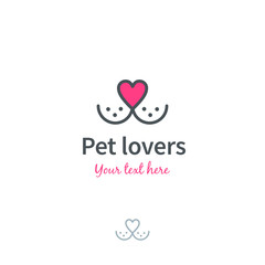 Pet nose in form of heart logo template. Vector illustration.