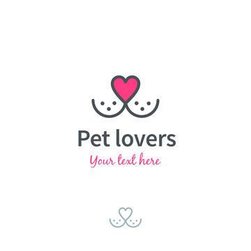 Pet nose in form of heart logo template. Vector illustration.