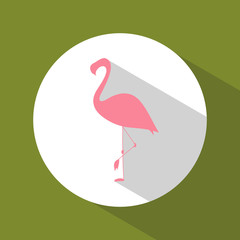 Icon. Flamingo. Beautiful bird. Round. Web. Flat style. For your design