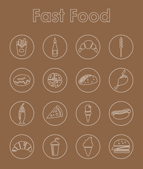 Set of fast food simple icons