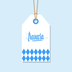 Bavaria tag. Label with hand drawn element in national bavarian colors. Vector illustration.