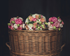 Close up of bride and bridesmaids bouquet
