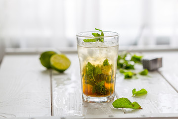 Mojito Cocktail and Ingredients on Light Table
