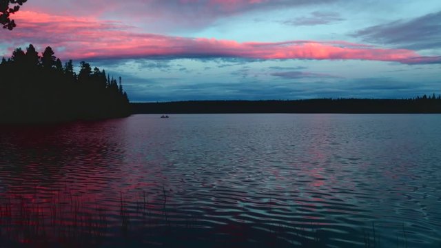 Sunset scene by the lake