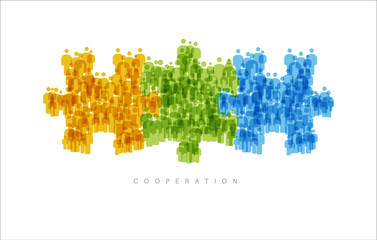 Obraz premium Cooperation Teamwork concept made from people icons