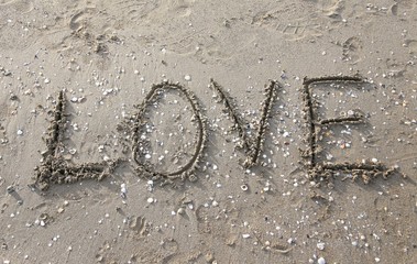 LOVE written on the beach