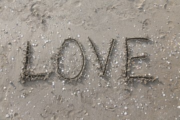 LOVE written on the beach