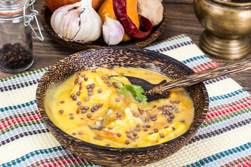 Cream Soup from Mashed Potatoes and Lentils