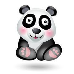 Sweet cute panda bear cartoon games character. Vector illustration clipart, isolated on white background.