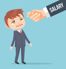 Office worker man waiting for salary. Vector flat cartoon illustration