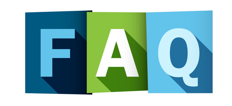 "FAQ" vector multicoloured letters icon 