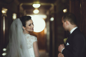 Happy and wonderful couple standing together
