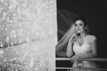 charming and beautiful bride after wedding ceremony