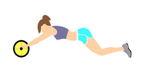Woman doing abs exercise. Beautiful slim woman doing fitness exercise on white background. Healthy lifestyle.