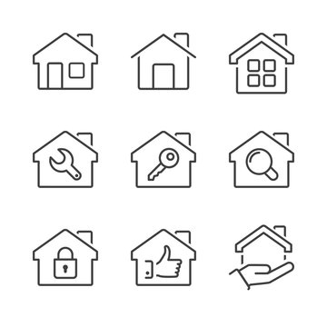 home house thin line iconset