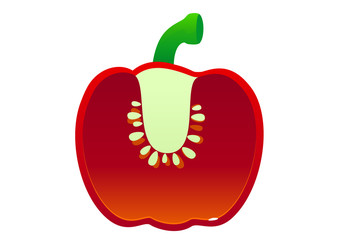 bright juicy pepper cartoon over white background