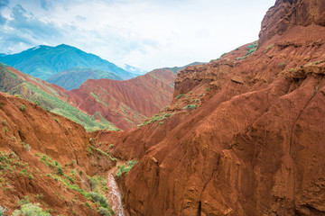 Beautiful mountain landscape in the Aeolian mountains, Kyrgyzsta