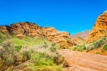 Beautiful mountain landscape in the Aeolian mountains, Kyrgyzsta