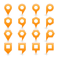 Flat orange color map pin sign location icon
